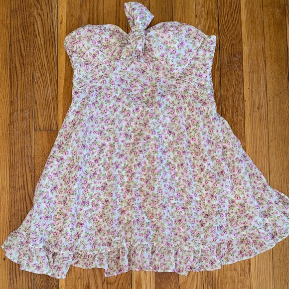 For Love And Lemons Teagan mini Floral White and Pink Dress strapless S - Picture 2 of 9